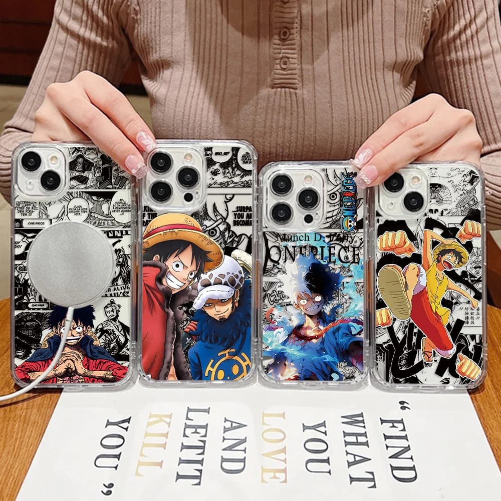 HOT Anime Ones Pieces Magnetic Phone Case for iPhone 17 16 15 14 13 12 11 8 7 Air Plus Pro Max X XR XSMax Soft Clear Tpu Cover