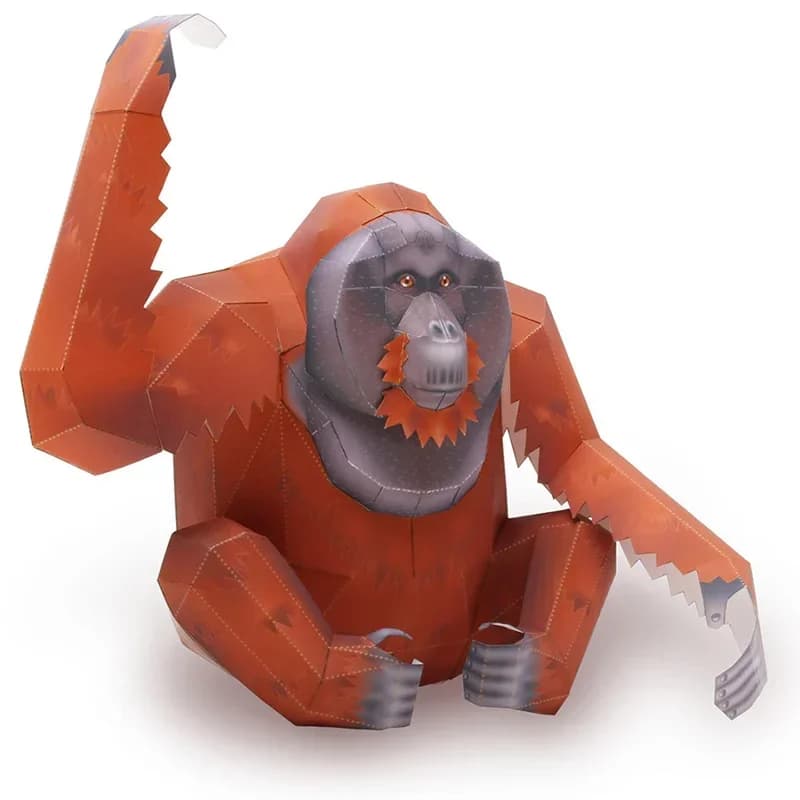 Orangutan Gorilla Origami Art Folding Mini Cute 3D Paper Model Papercraft Animal DIY Kids Adult Handmade Craft Toys QD-242
