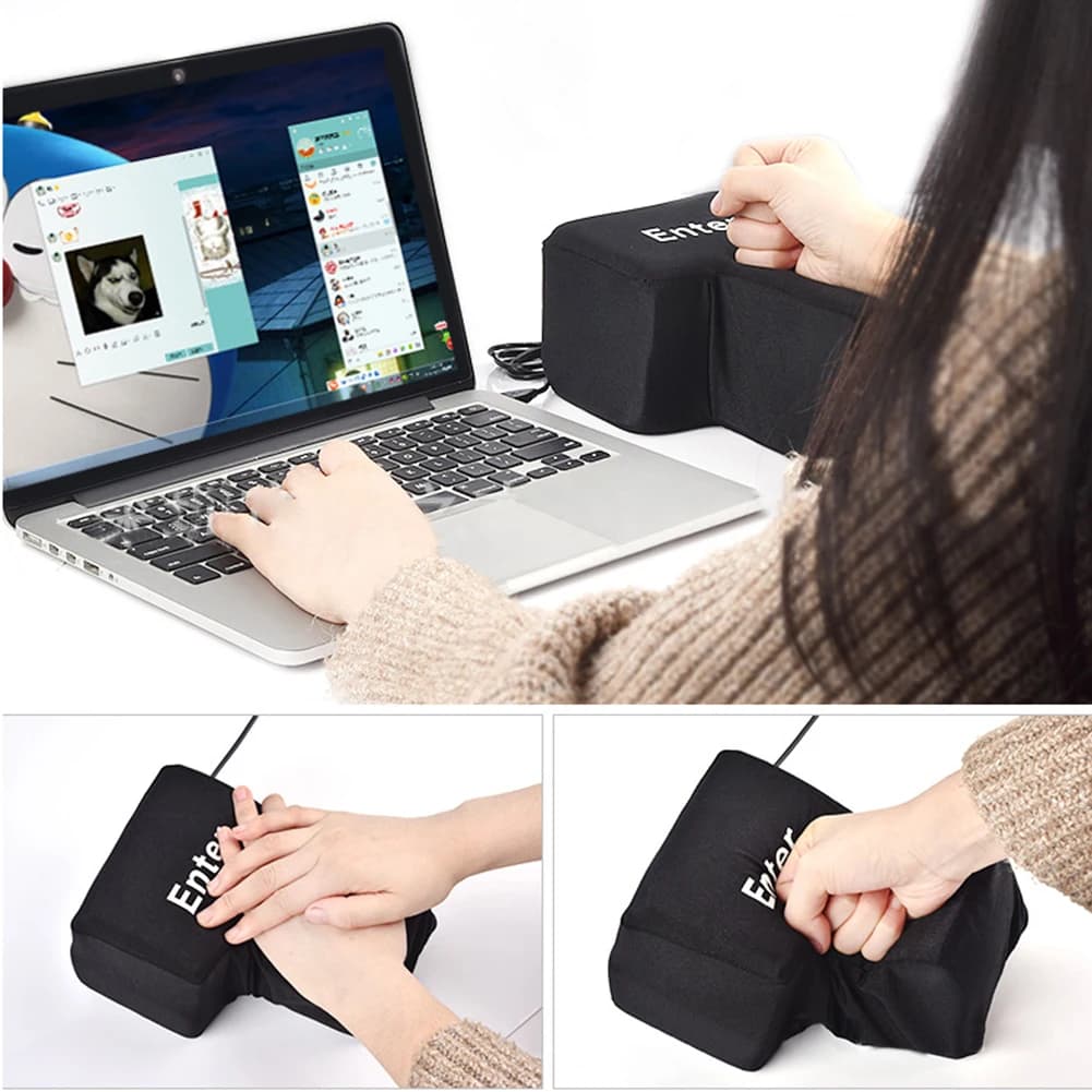 USB Big Enter Key Computer Vent Button Desktop Pillow Gift Rest Sleeping Mat Desktop Notebook PC Computer Parts