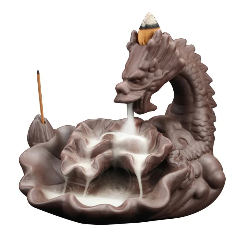L'incenso a riflusso del drago con supporto per bastoncini da 10 coni Aroma Artigianato in ceramica Cono Torre Odore Incensiere Sala Zen