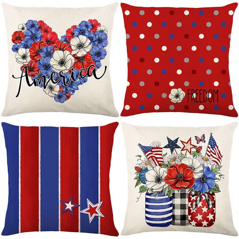 Independence Day throw pillow covers with digital printing of short plush fabric Car-shaped sofa cushion for office Home decor