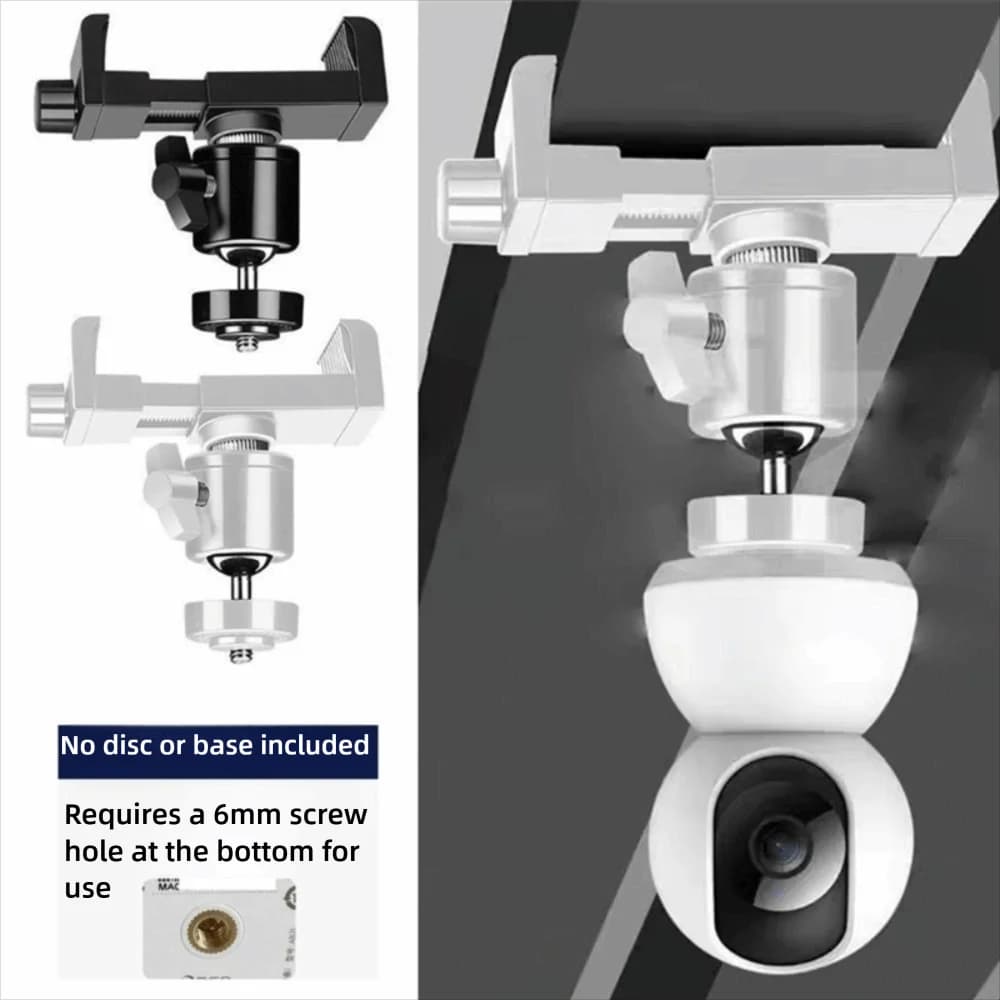 With screw 1/4 360 ° Mini camera support with rotation without punching Bed bracket for adjustable monitor PTZ camera support with clip fastening