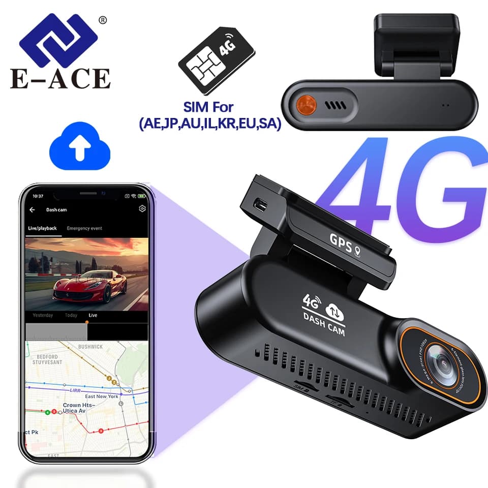 4G LTE Dashcam Cloud Storage Record GPS Monitor Fit Remote Live Video Control on Phone Power Supply 12V/24V Free APP Car Camera