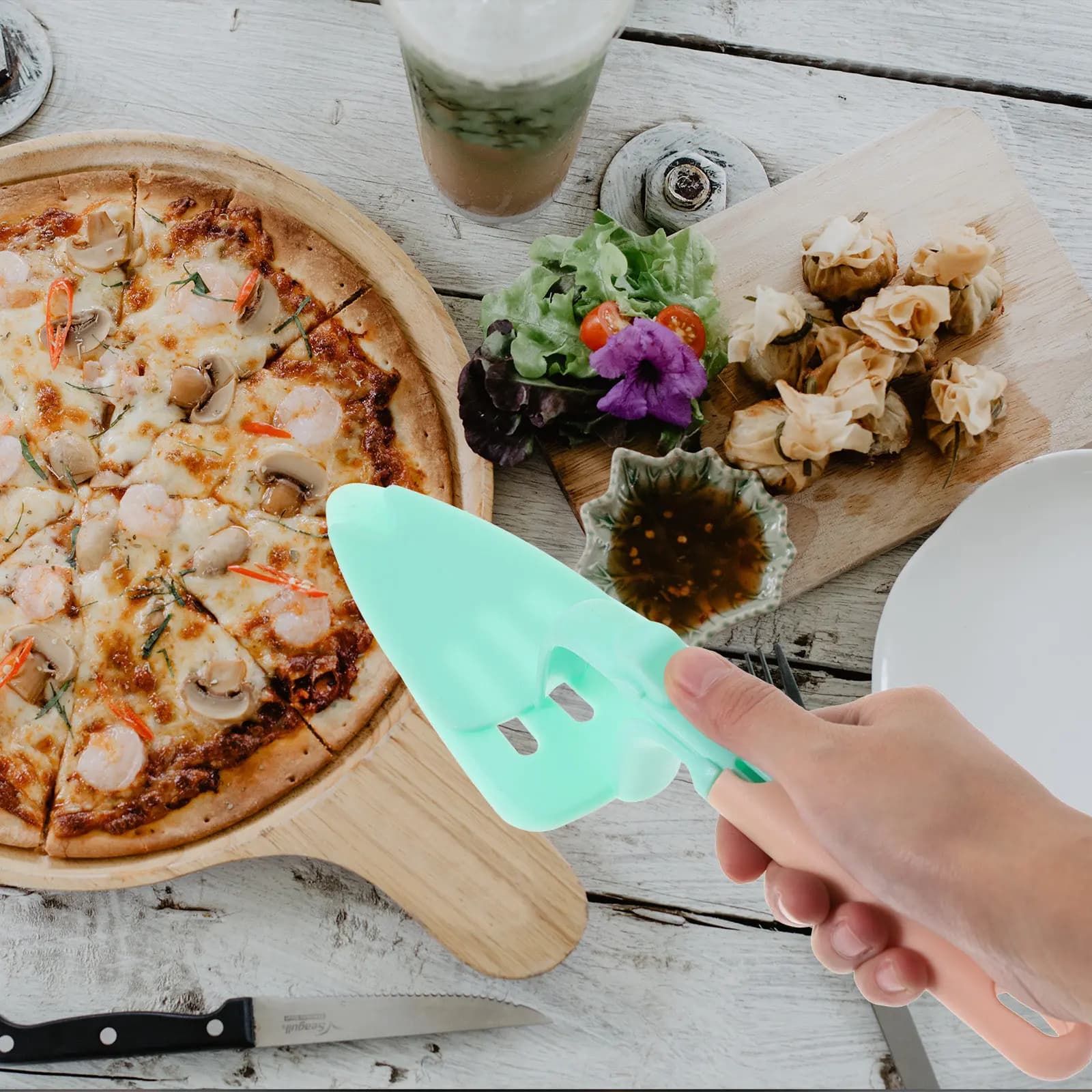 Pizza Shovel Set 2 Piece Detachable Double Blade Design Frosted Handle for Easy Serving Pizza Pie Cake