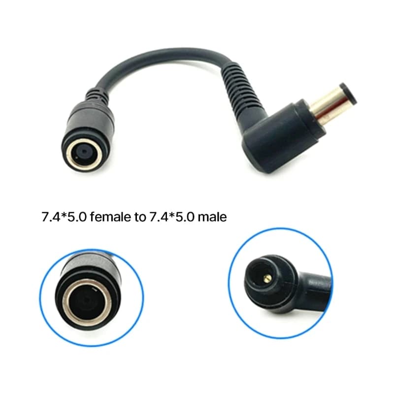 Vendita calda 7.4x5.0mm maschio a femmina connettore di alimentazione cc convertitore adattatore gomito angolo di 90 gradi 7.4*5.0mm per Laptop DELL Hp