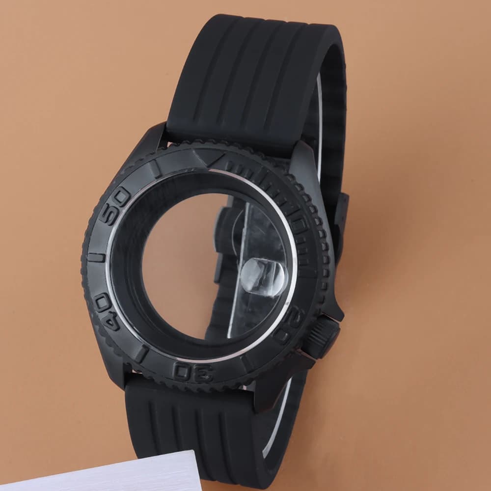 42mm Steel Black For SKX007 Case Sapphire Crystal Waterproof Matte Men‘s Case For NH35 NH36 Movement 29mm Dial Rubber Bracelet