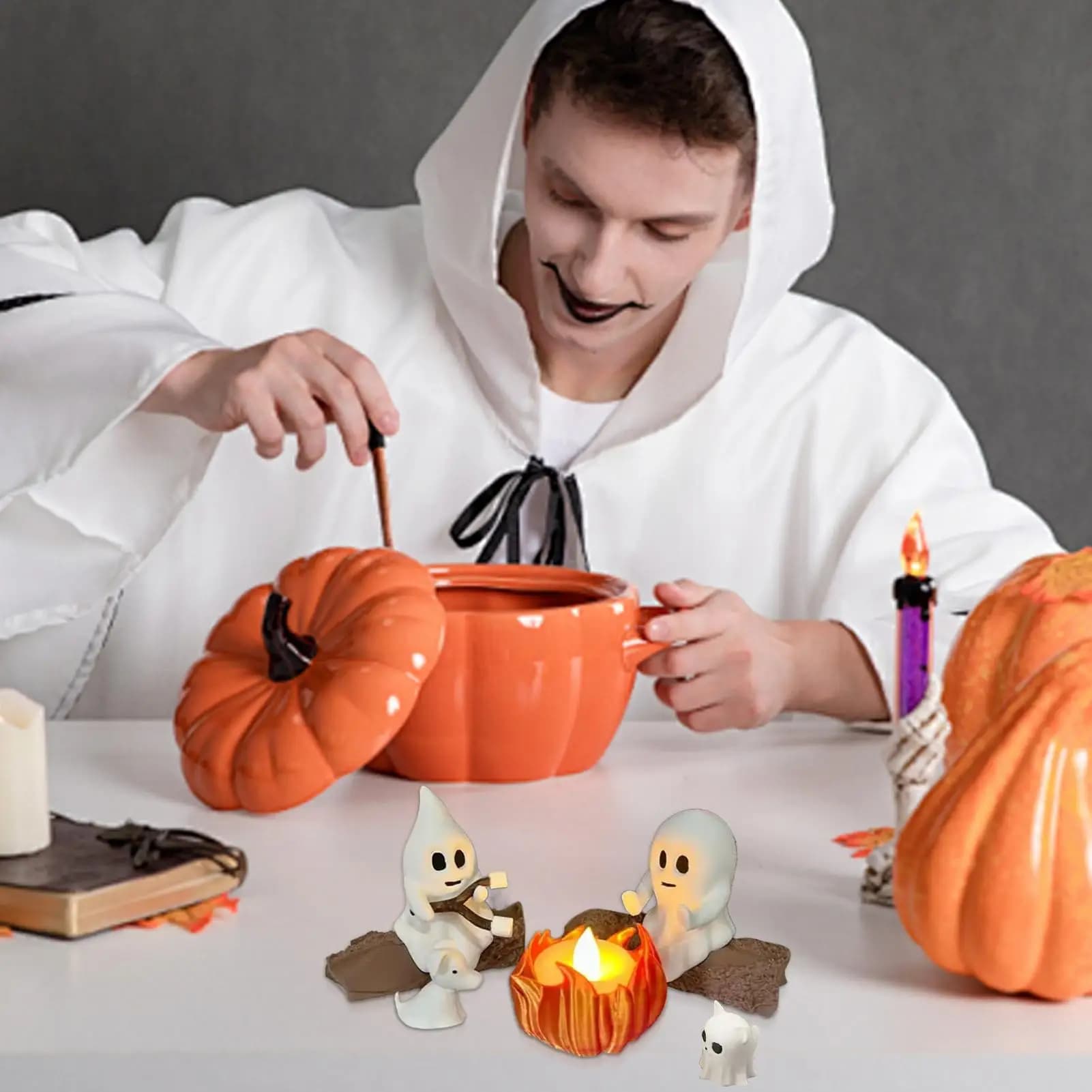 Fire Light Ghost Design Luce notturna calda Accessori da scrivania Decorazione della casa per bambini Camera da letto Asilo nido Adulti Lettura ad angolo Soggiorno