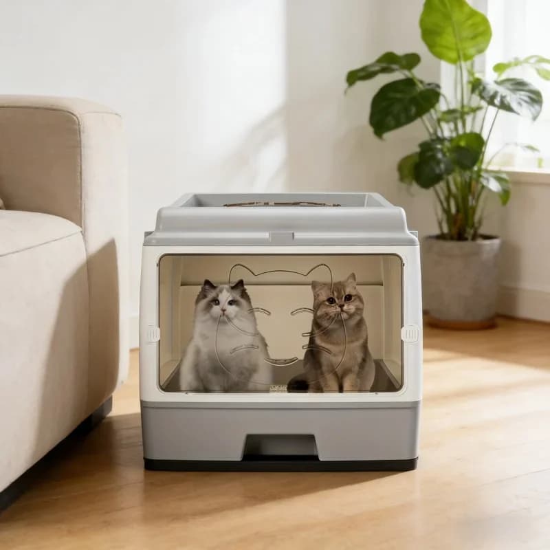 Lettiera per Gatti Antiodore e Antischizzo, Extra Large con Cassetto Sigillato in Polipropilene Trasparente 50,01x40,01 cm, Accessorio per la Pulizia del Gatto