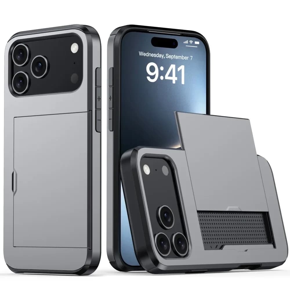 Portafoglio Slide Cover Slot per scheda Cover per telefono per iPhone 17 Pro Max 17 Air 17Pro Max Custodia di lusso stile business antiurto Funda Capa