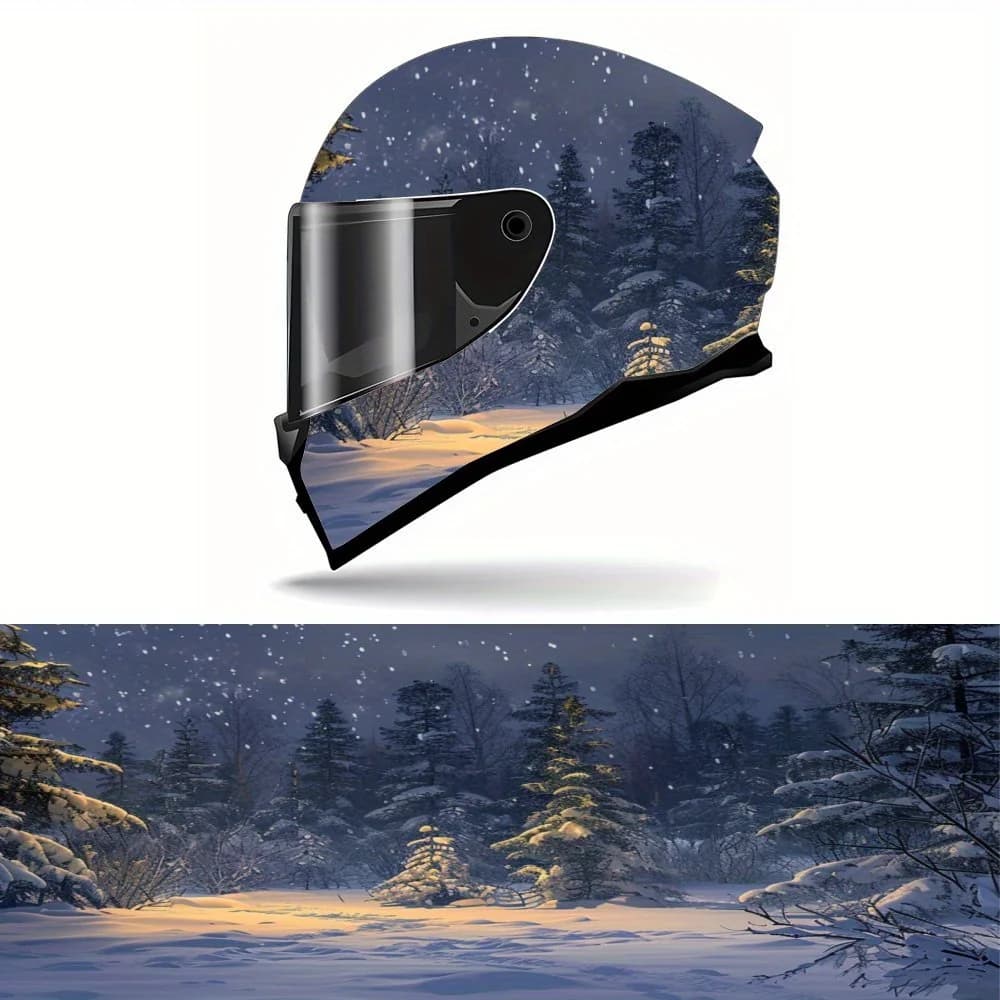incontro al chiaro di luna, grafica a tema del paese delle meraviglie della foresta, pellicola adesiva grafica per casco da motociclista in vinile, isolamento termico, protezione solare