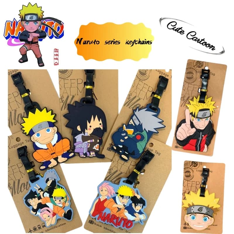 Naruto Anime Naruto Kakashi Sasuke Sakura DIY Personalized Travel Luggage Tag Cartoon Cute Backpack Schoolbag Pendant Accessory