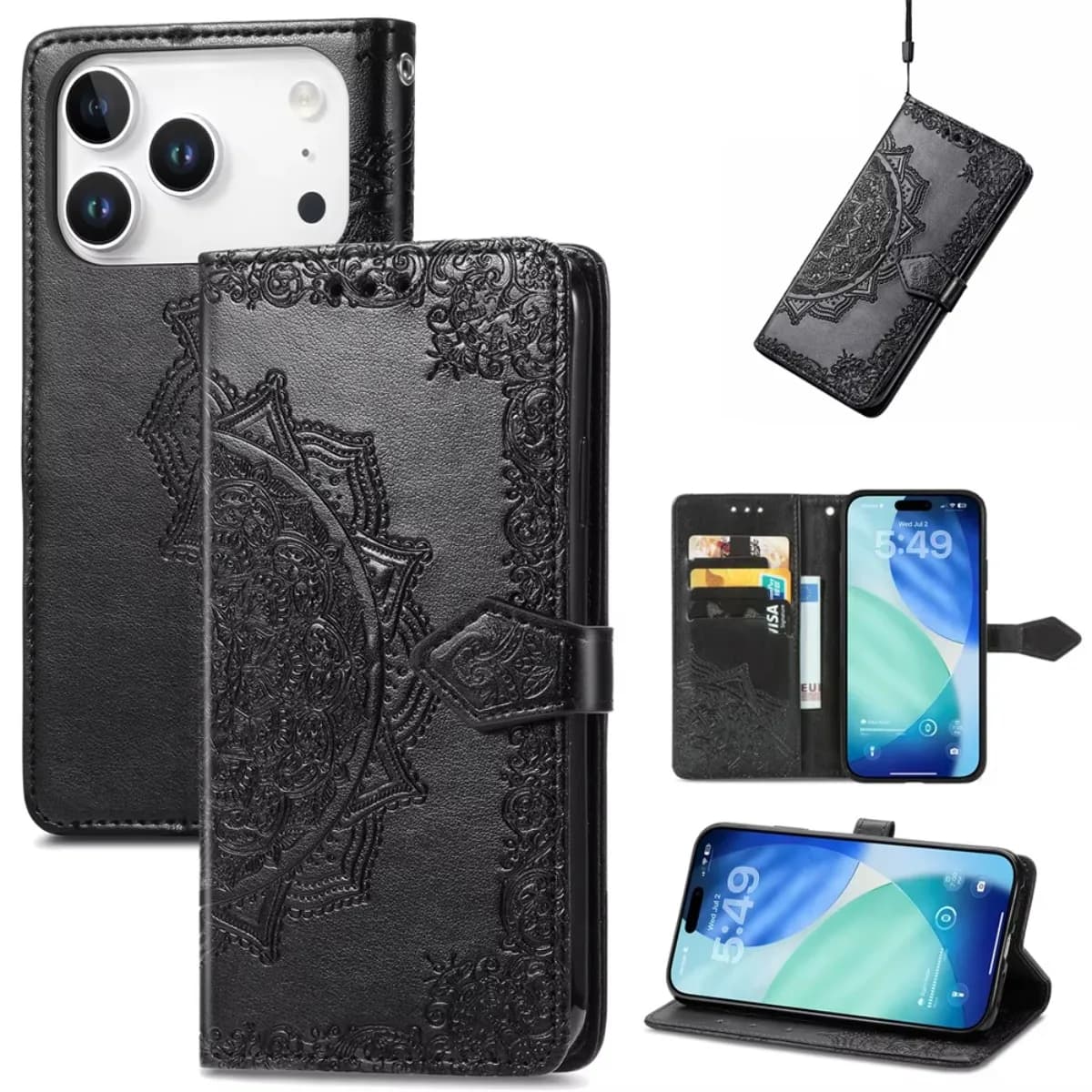 PU Leather Wallet with Card Holder Phone Case Bag with support for iPhone 17 Air 16E 15 14 Plus 13 12 11 Pro Max XR XS