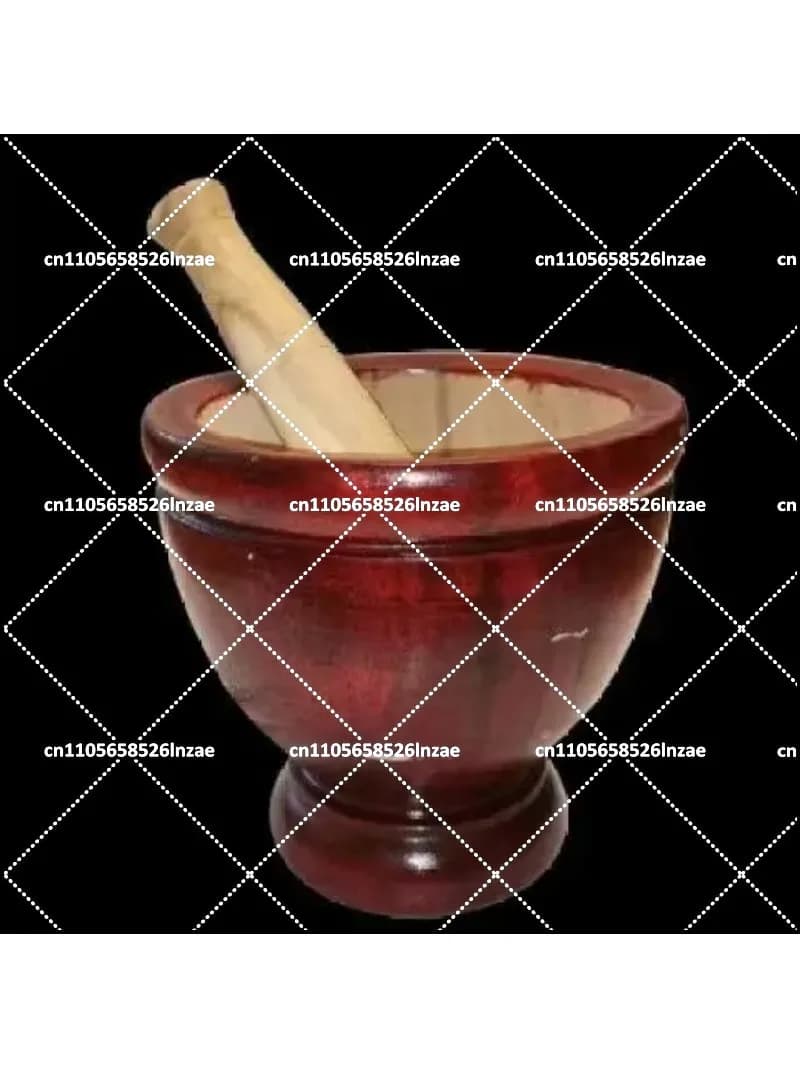 Solid Wood Mortar and Pestle Set for Garlic,Herbs,Spices .Thai Style Round Wooden Grinder Heavy Duty for Home and Commercial Use