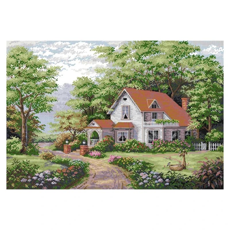 Joy Sunday Kit punto croce Red Roof Villa 11CT 14CT Kit ricamo punto croce stampato Set Kit punto croce animale Ricamo