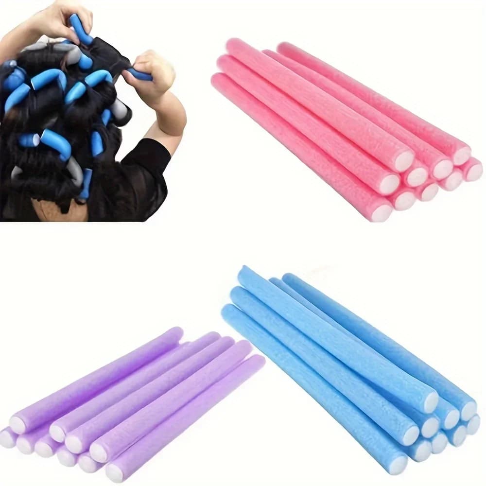 10PCS Flexible Heatless Hair Rollers - Bendy Twist Curling Rods For DIY Soft Foam Curls - Hair Styling Tools For Natural