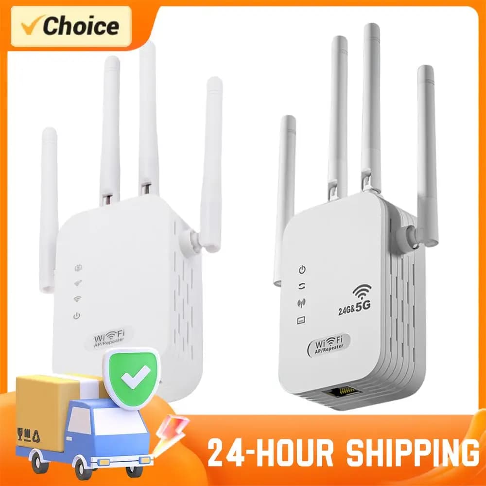 Ripetitore Router WiFi Wireless 1200Mbps Dual Band 2.4G/5GHz Amplificatore di Segnale a Lungo Raggio per Casa