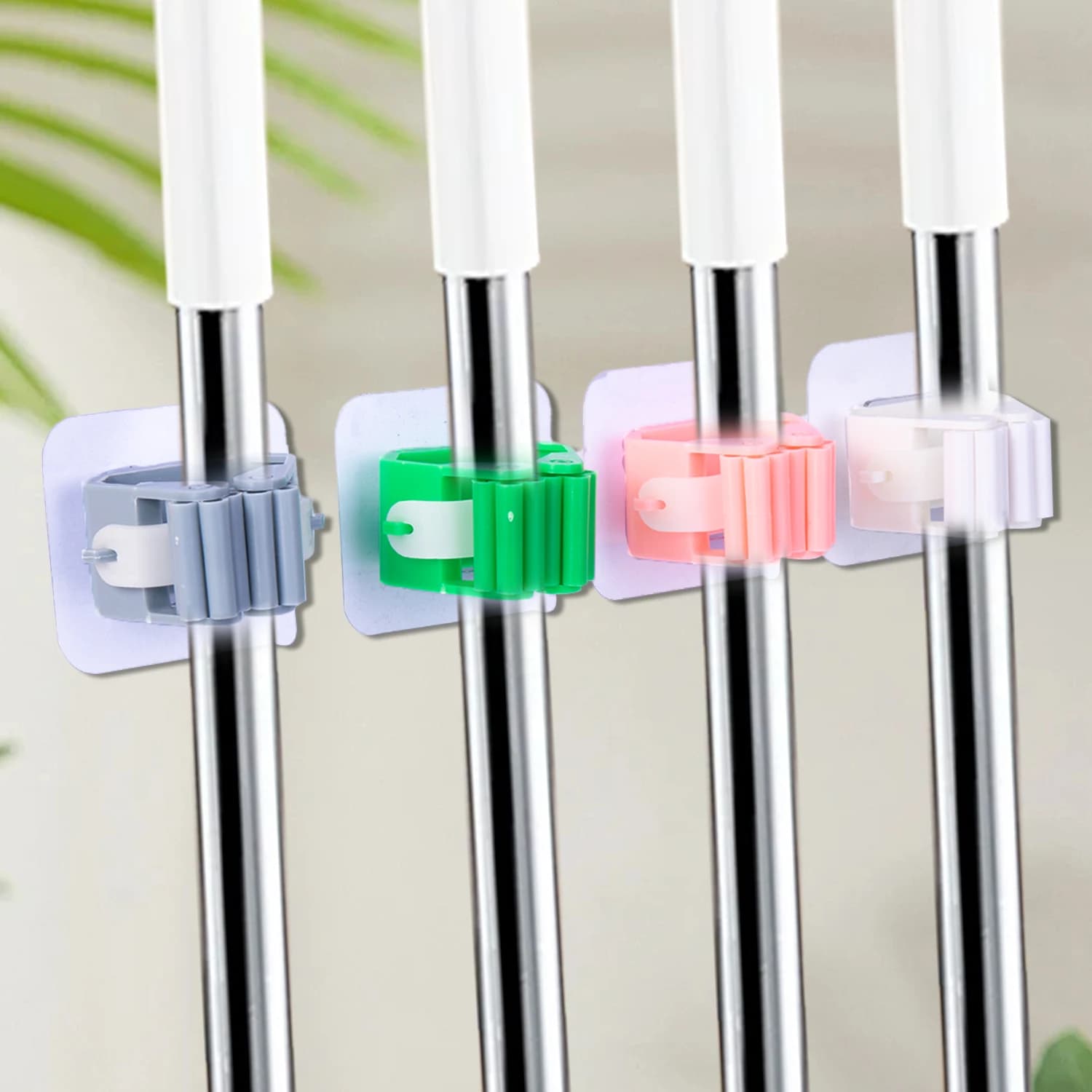 Mop Holder Self-adhesive Broom Stand Wall Mounted Mop Support Sweeping Brush Hook Storage Organizer Bathroom Kitchen Accessories