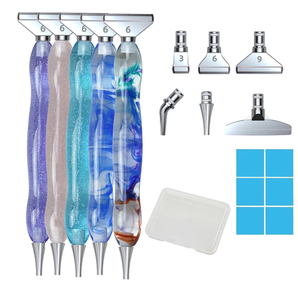 Penna in Resina per Diamond Painting Fai-da-Te con Punte in Metallo Dorato. Accessori per Penna Diamond Painting, Punte di Ricambio in Lega Ecologica