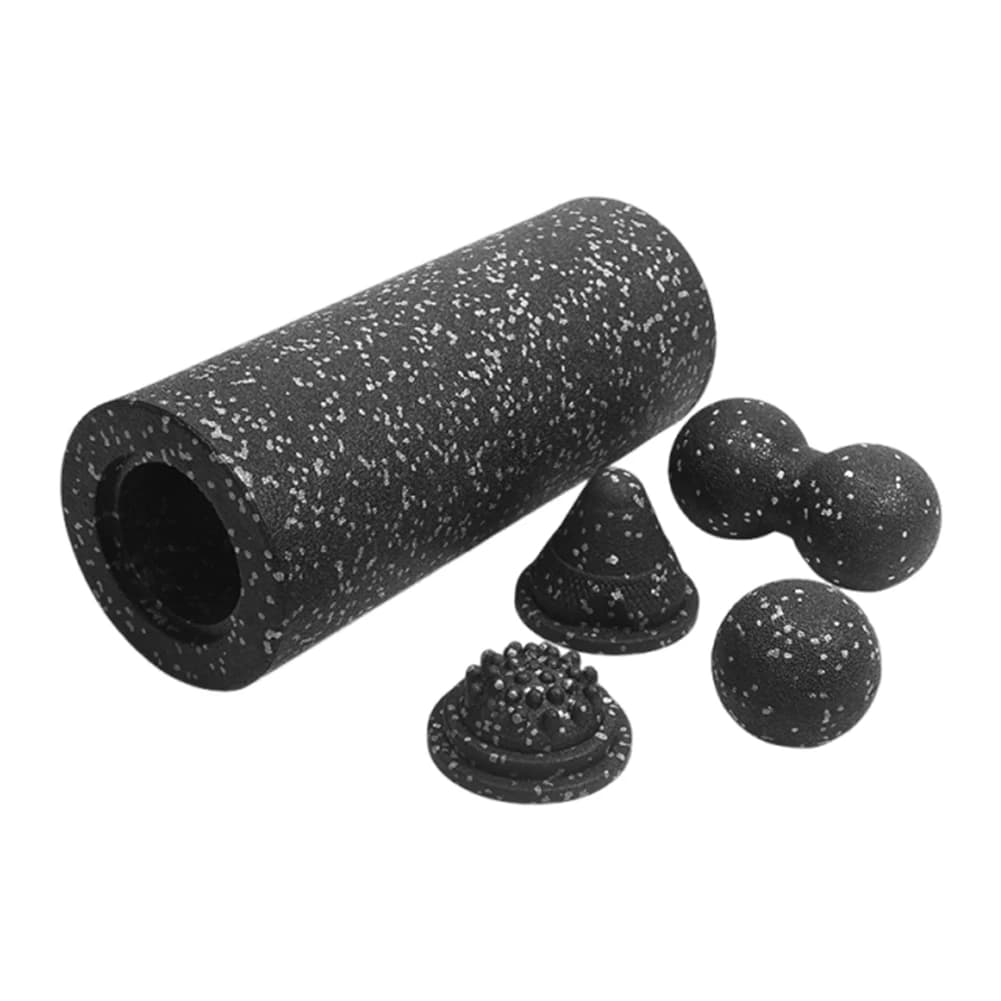 Set di rulli per fascia 5 in 1 Sfera per massaggio alle arachidi Rullo in schiuma multifunzione Trigger Point Pusher per lo stretching delle gambe della colonna vertebrale posteriore