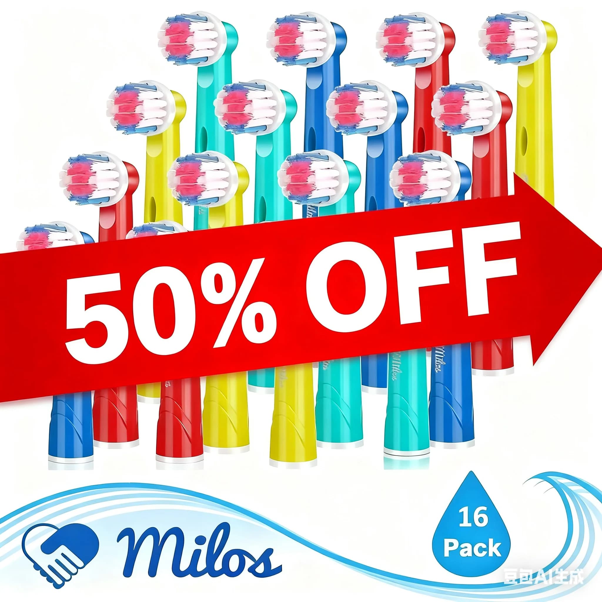 Pack of 16 spare heads with extra soft bristles for Oral B Braun Sensitive D12 D16 P2000 3D brushes