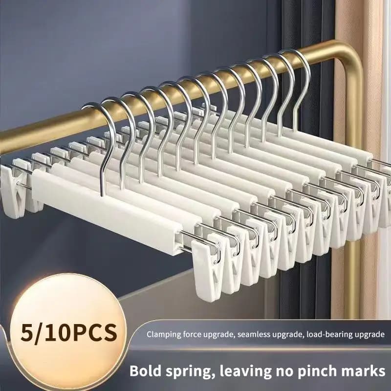 5Pcs Clothes Pants Hangers, Space-Saving Skirt Holders, Adjustable Clips, Trouser Hangers, Clothes Coat Garment Jeans Hangers