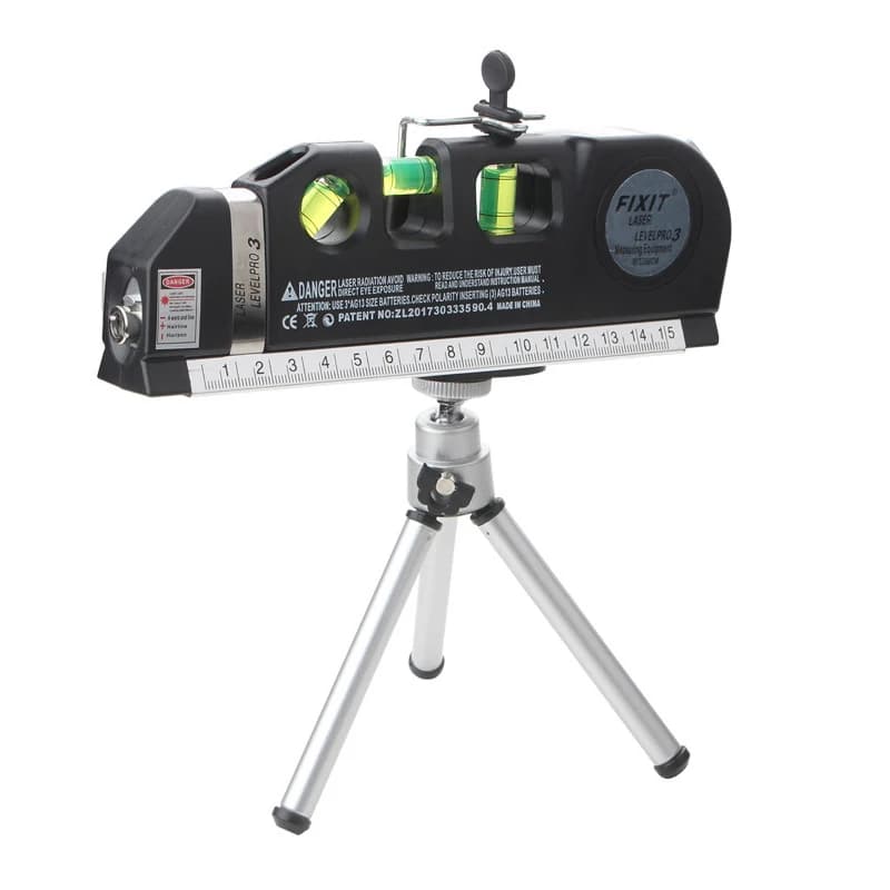 Standard cross-line laser measuring tape with metal tripod support Laser level line tool Multipurpose laser level kit