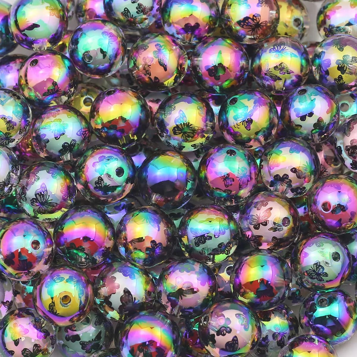 16mm 3pcs Halloween Theme Acrylic Printed Bead In Bead Round Loose Spacer Beads For DIY Bracelet Necklace Making Jewelry Craft