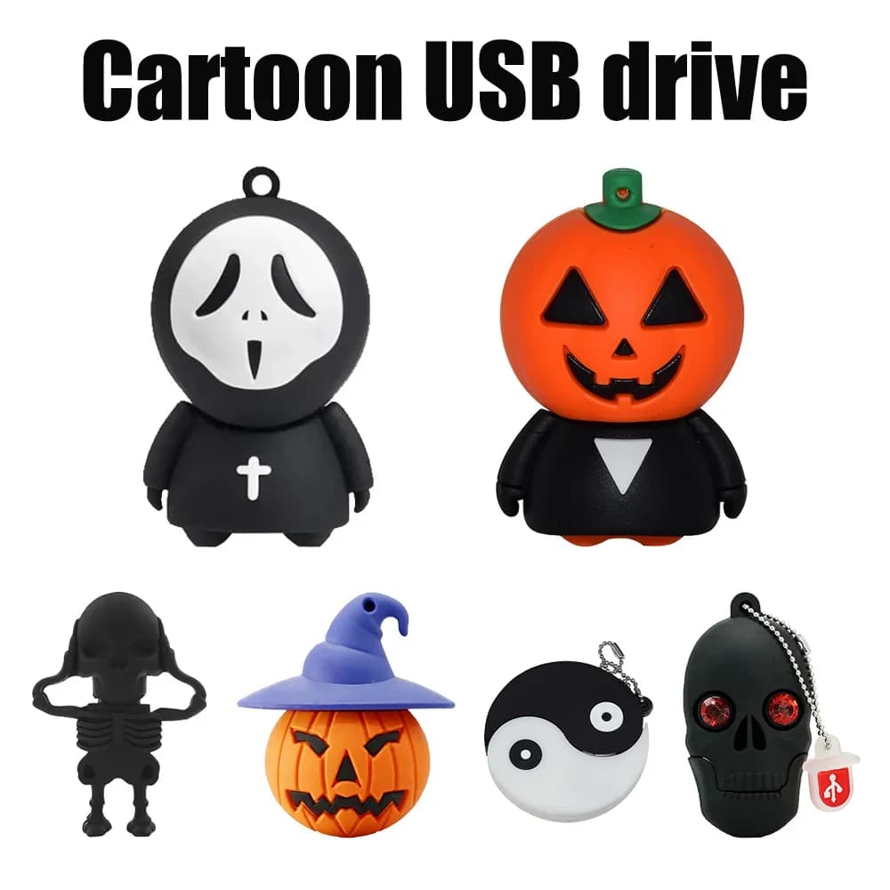 Cartoon Skull Pen Drive 64GB 128GB Divertente USB 2.0 Flash Drive 32GB Pendrive 16GB Cool Memory Stick 8GB 4GB Regali creativi per i bambini