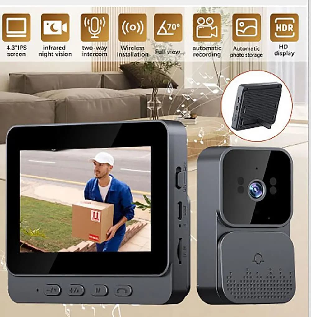 Doorbell Camera 4G Video Intercom Camera Night Vision 4.3 Inch HD Screen Smart Home Wireless Inteligente For Security Apartmen
