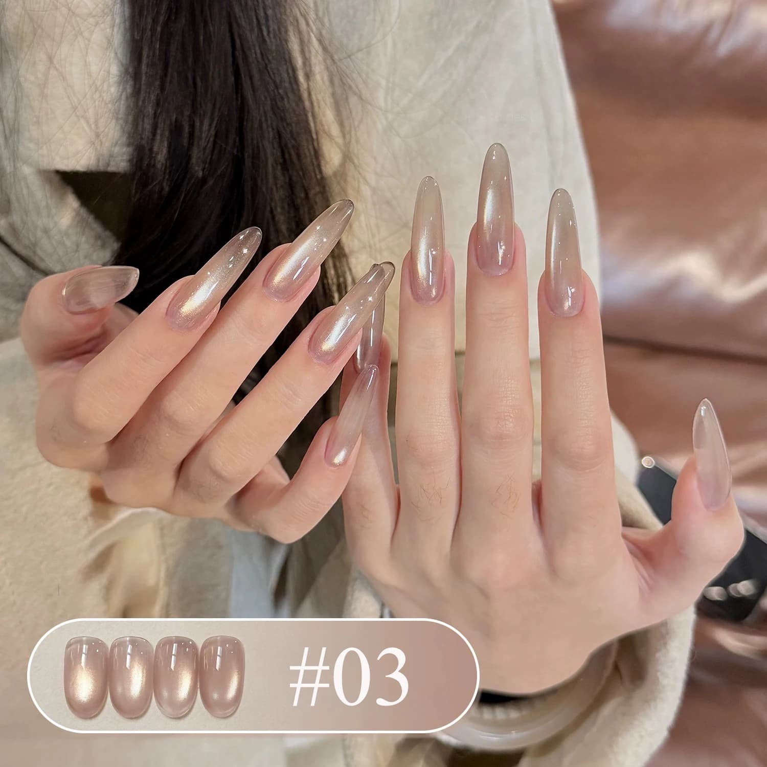 1 pz Smalto Semipermanente Gel Occhi di Gatto TC per San Valentino 2026 Popolare Effetto Lampeggiante Rosa Nude con Perline di Vetro e Dettagli Dorati per Nail Art
