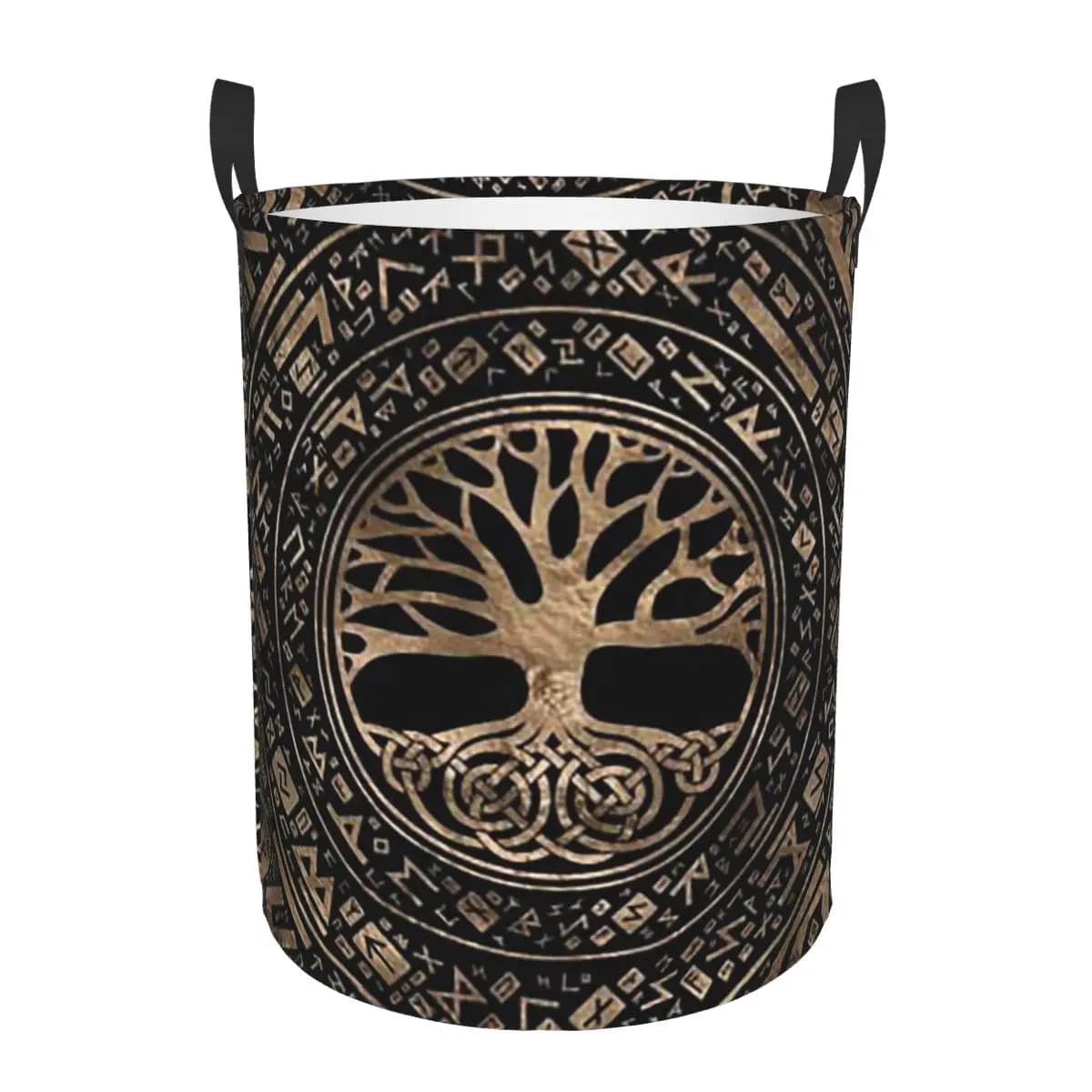 Life Tree Yggdrasil Rune Model Folding Bed linen baskets dirty clothes Storage basket for various items Large waterproof bag