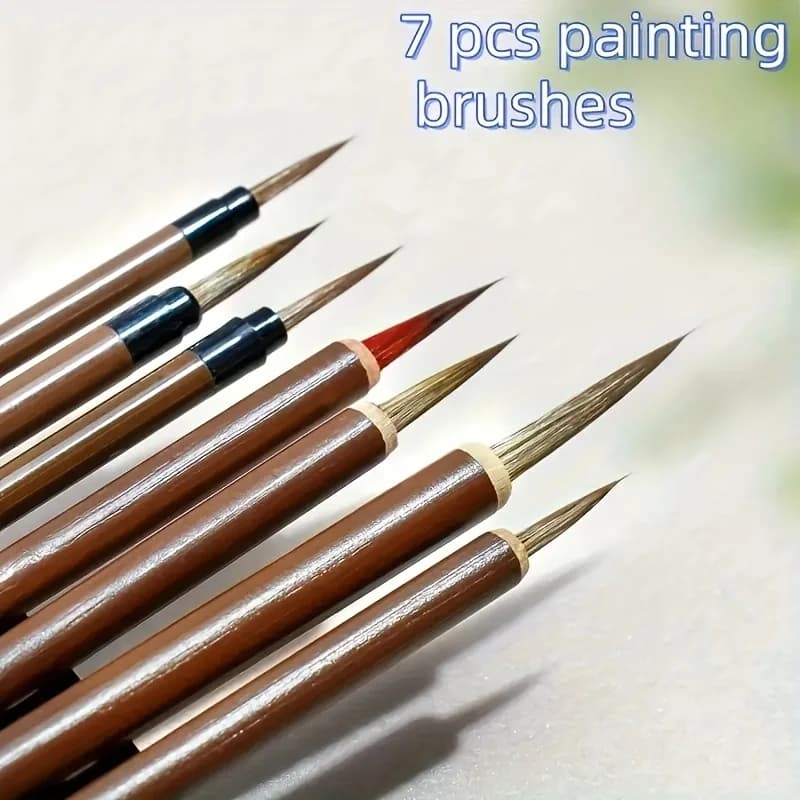 7 Fine Line Art Brush Set - DIY digital painting pen for detail painting, Chinese calligraphy and precision art works - gourd ha