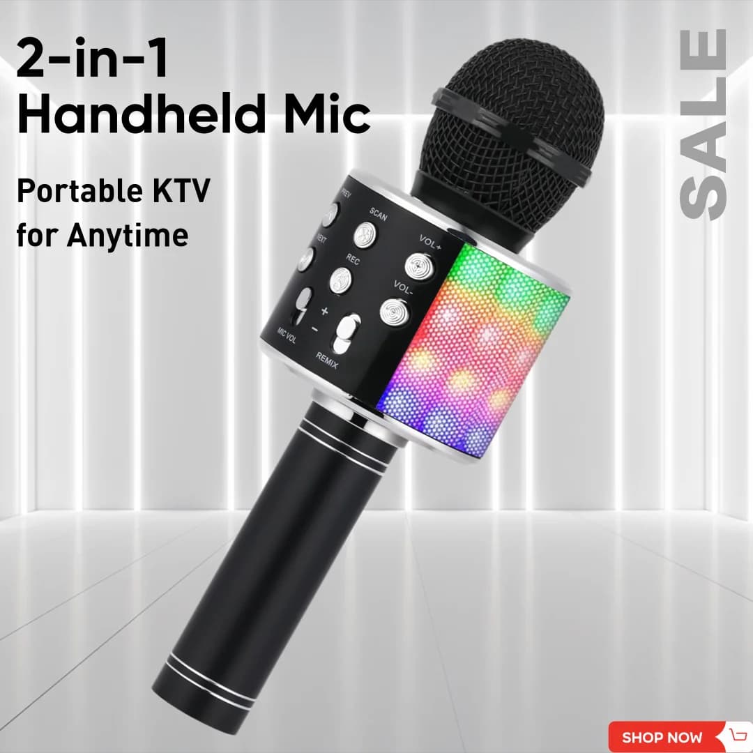 Altoparlante per microfono Bluetooth portatile, 5 cambiatori di voce (bambino/maschio/femmina/elettronico), suono HIFI, luce LED, KTV portatile
