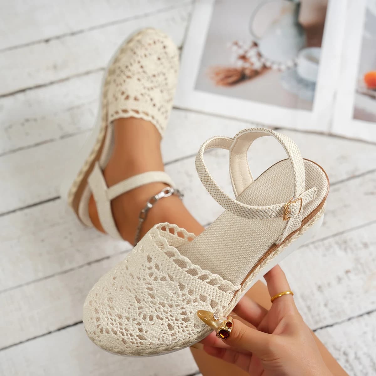 Women's Wedge Sandals 2025 New Fashion Summer Canvas Sandals Espadrillas casual Women's Sandals with Fashion Platform Zapatos De Mujer