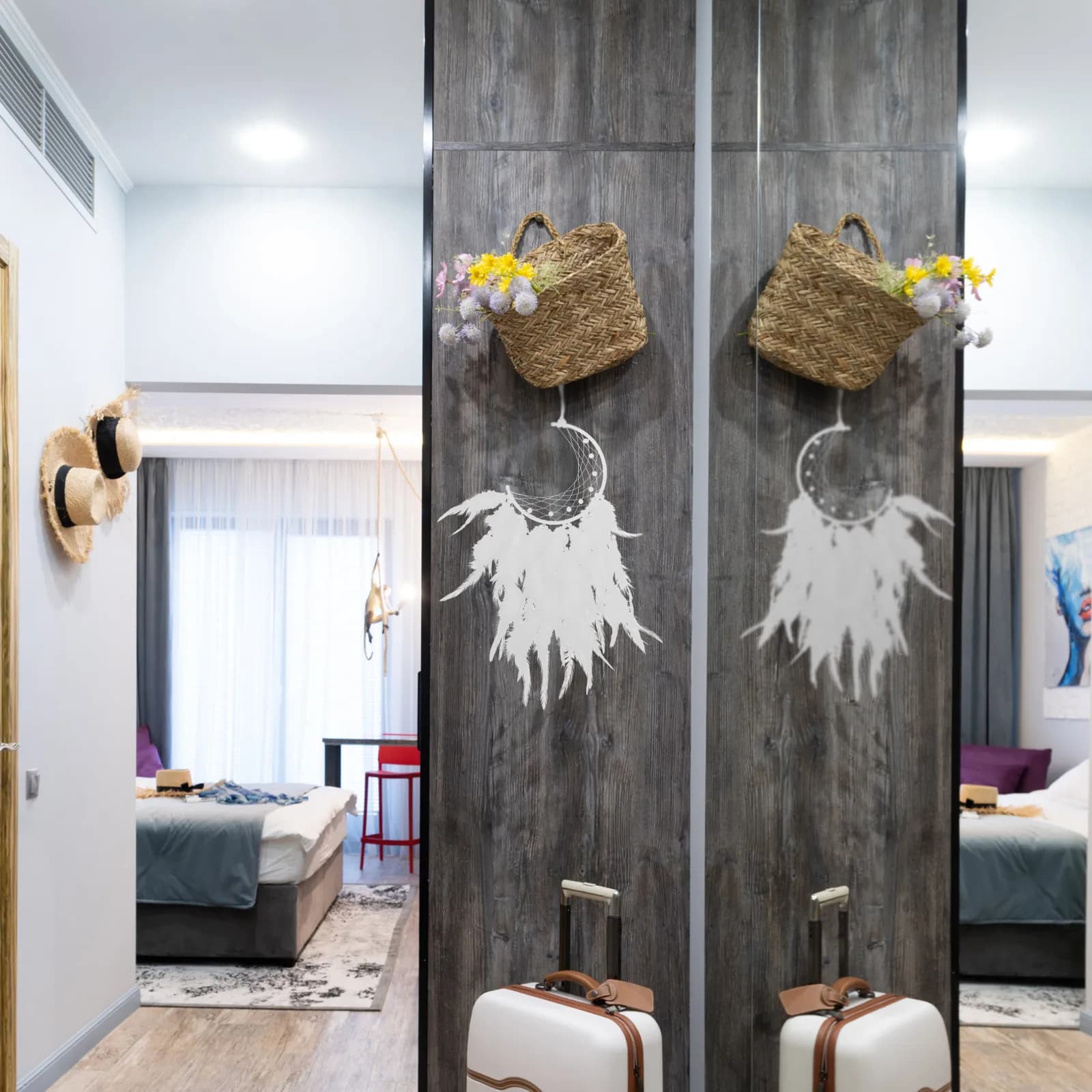 1Pcs Dreamcatcher Hanging Decor Feather Bead Pendant for Room Wall Car Bedroom Dorm Living Room Wedding Photo Prop Creative Gift