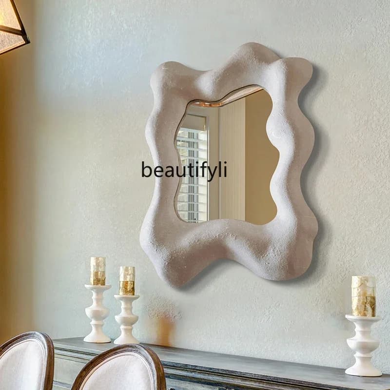 Specchio cosmetico dal design nordico irregolare per bagno, specchio cosmetico creativo, specchio decorativo per ristorante a forma speciale02A