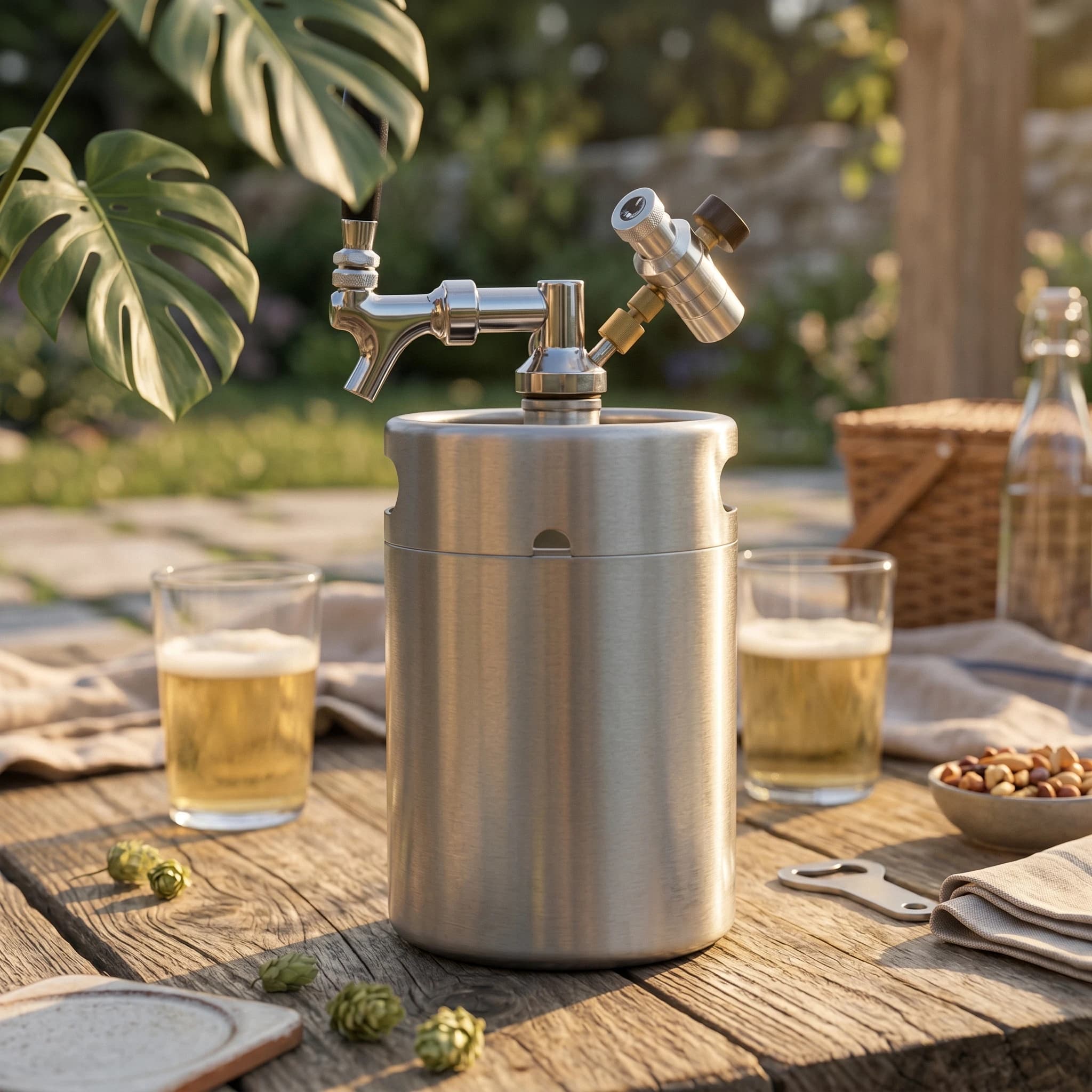 Stainless Steel Mini Keg Smooth Lustrous Finish Mini Beer Keg Beer Tap Dispenser Easy to Clean Drink Container Food Grade