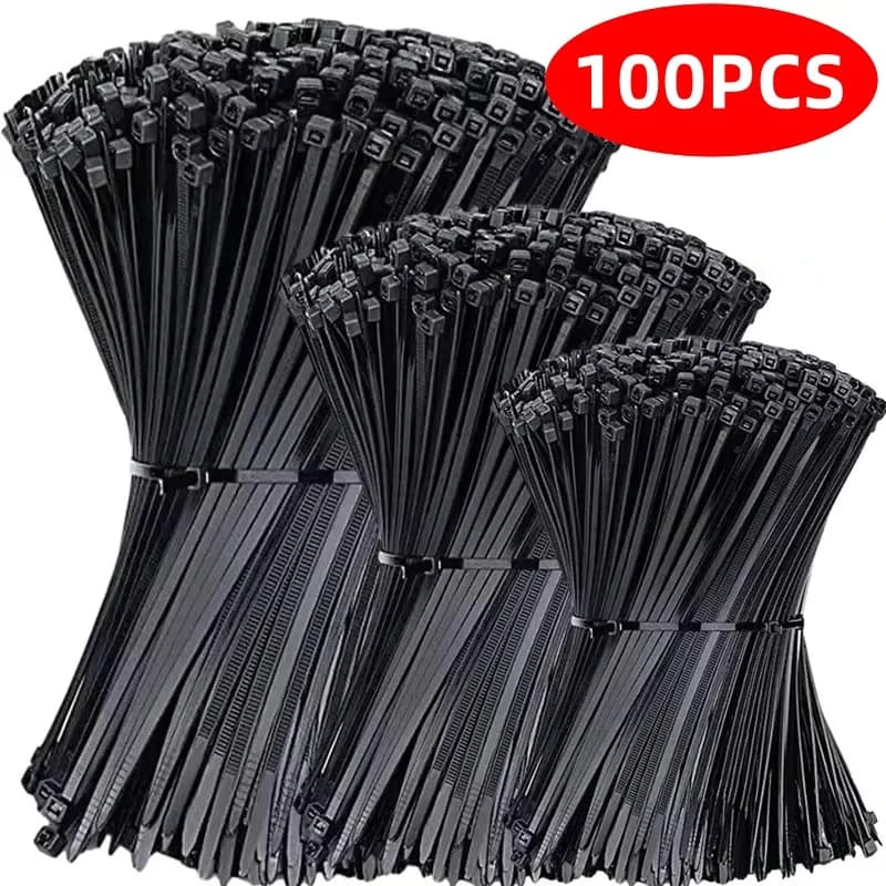 100PCS Plastic Nylon Cable Ties Self-locking Cord Ties Straps Adjustable Cables Fastening Loop Home Office Wire Zip Ties
