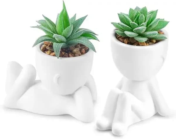 Set di 2 Piante Finte, Piante Succulente Artificiali per Accessori da Scrivania, Bagno, Casa, Decorazione Estetica per Interni