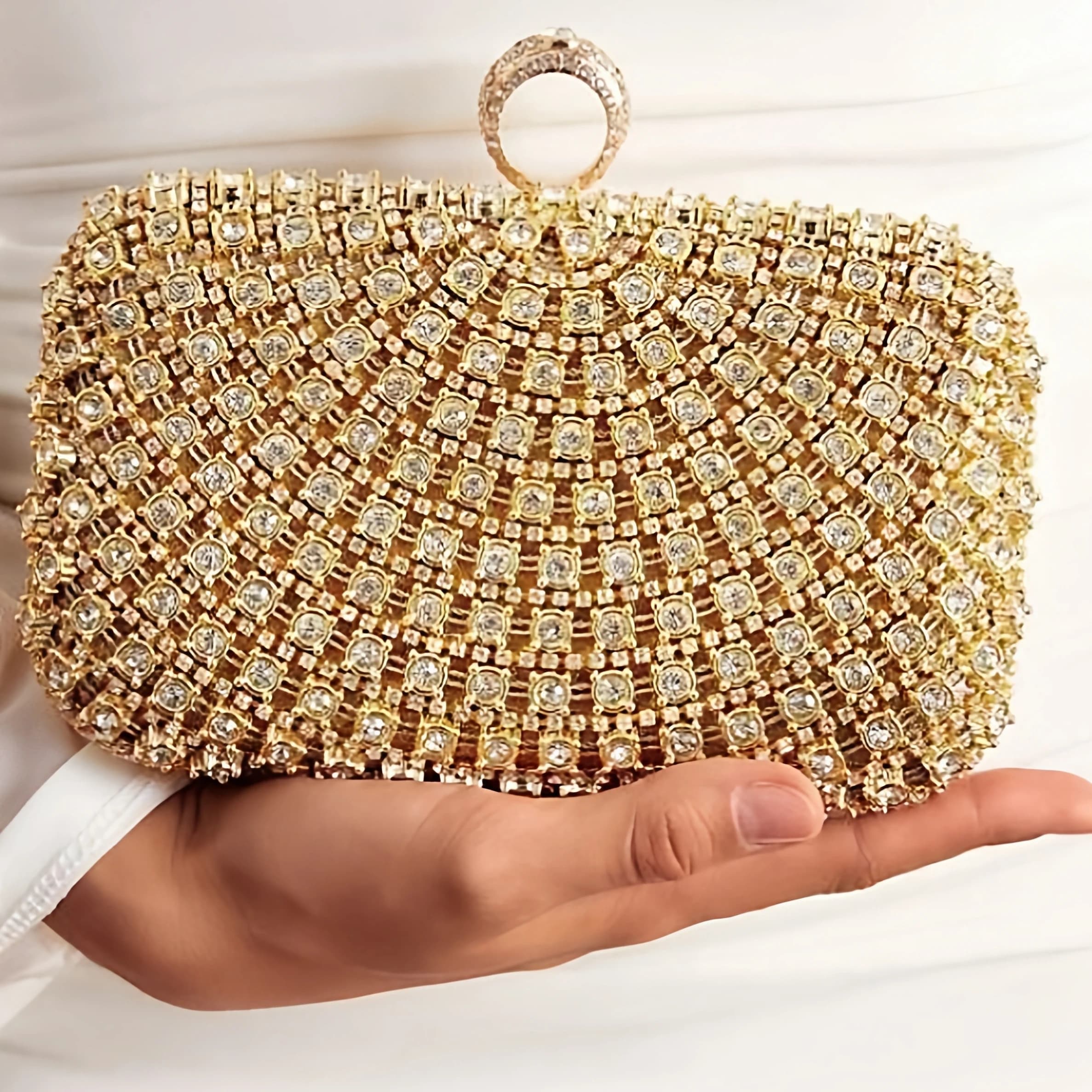 Nuova Borsa Clutch da Sera con Grandi Strass, Scintillante per Feste e Matrimoni, Elegante Borsa a Tracolla Europea alla Moda