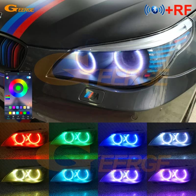 Per BMW E60 E61 LCI 525i 528i 530i 535i 545i 550i M5 RF APP remota compatibile Bluetooth Multi-colore RGB Led Angel Eyes Halo Ring
