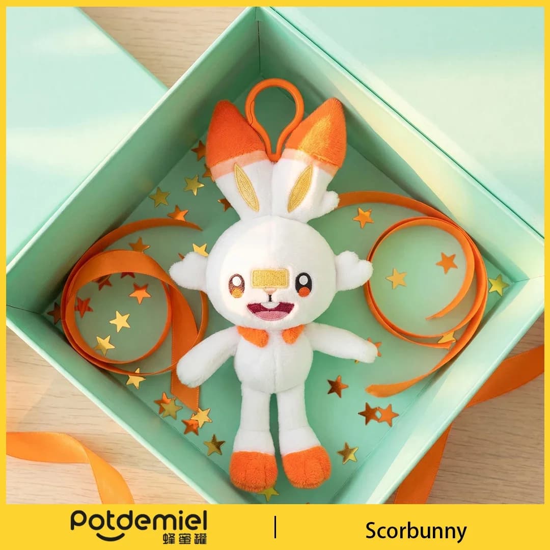 Potdemiel Pokemon Scorbunny Plush Key Fob Car Key Chain Handbag Charm Backpack Pendant Daily Carry Kid Holiday Souvenir Gift