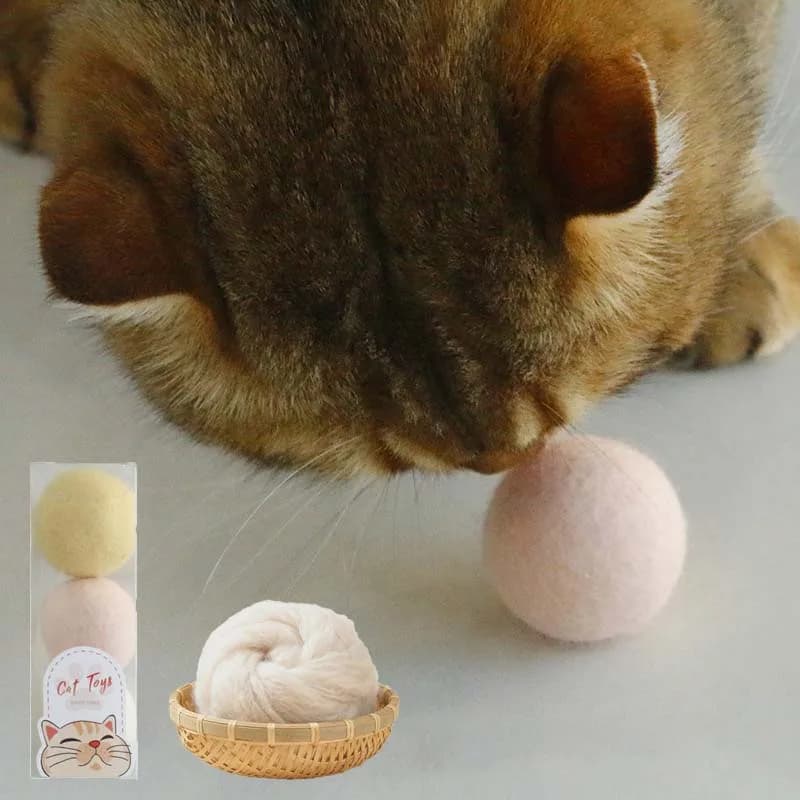 3 pezzi giocattolo da masticare per gatti palla di lana morbida resistente ai morsi pulizia dei denti giocattolo per gattini gioco interattivo forniture per giocattoli per gatti