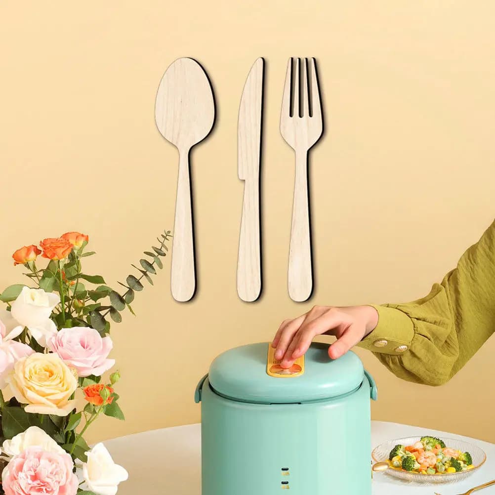 Set di Decorazioni da Parete in Legno Rustico per Cucina, Insegna con Forchetta, Cucchiaio e Coltello per Sala da Pranzo, Decorazione Rustica per Cucina
