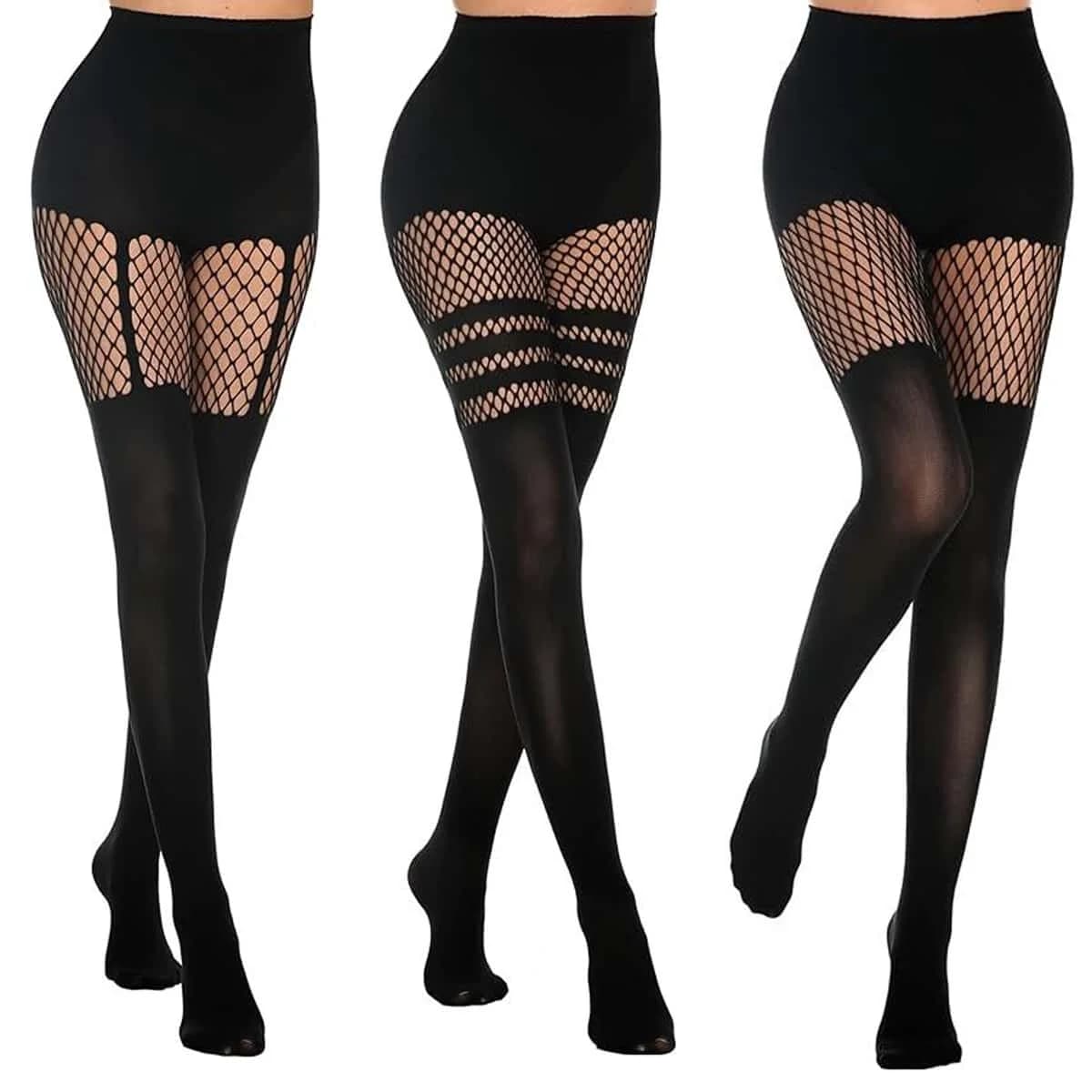 Black Hollow-Out Fishnet Garter Belt Stocking Sexy Suspender Pantyhose Lingerie Thigh High Sexy Tights for women plus size 3XXXL