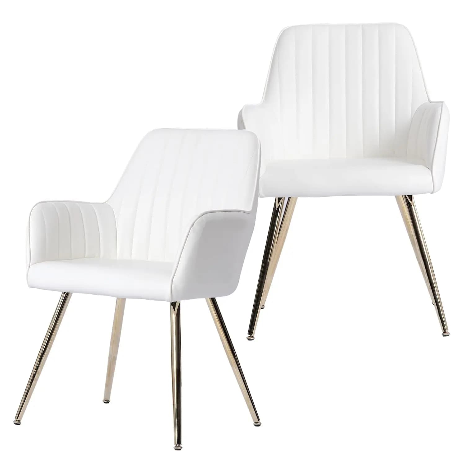 Set di 2 Sedie da Pranzo in Ecopelle - Sedia Moderna con Schienale Medio e Gambe Placcate in Oro - Sedia Imbottita Comoda, Personalizzabile