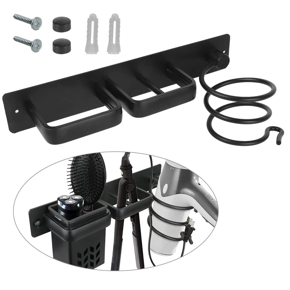 Porta asciugacapelli Portaoggetti da bagno Strumento per la cura dei capelli Portaoggetti da parete Scatola portaoggetti Porta piastra per capelli
