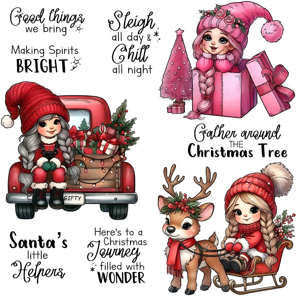 Mangocraft Christmas Gnome Girl Fairy Cutting Dies Clear Stamp DIY Scrapbooking Metal Dies Silicone Stamp For Cards Albums Decor