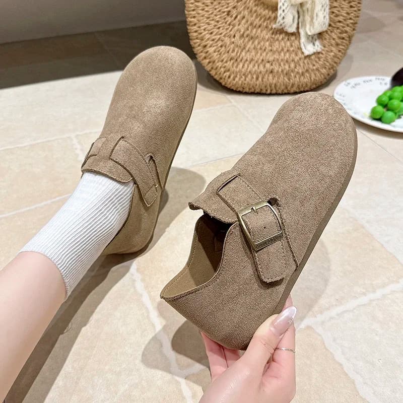 Flat Mules Casual Buckle Strap Closed Toe Retro Slip-on Women's Shoes Spring Summer Daily Indoor Outdoor Non-Slip