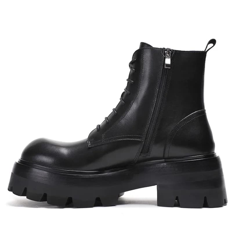 Stivaletti Chelsea da uomo in vera pelle di design con altezza crescente, casual, di fascia alta, in pelle bovina, da lavoro formale, da moto